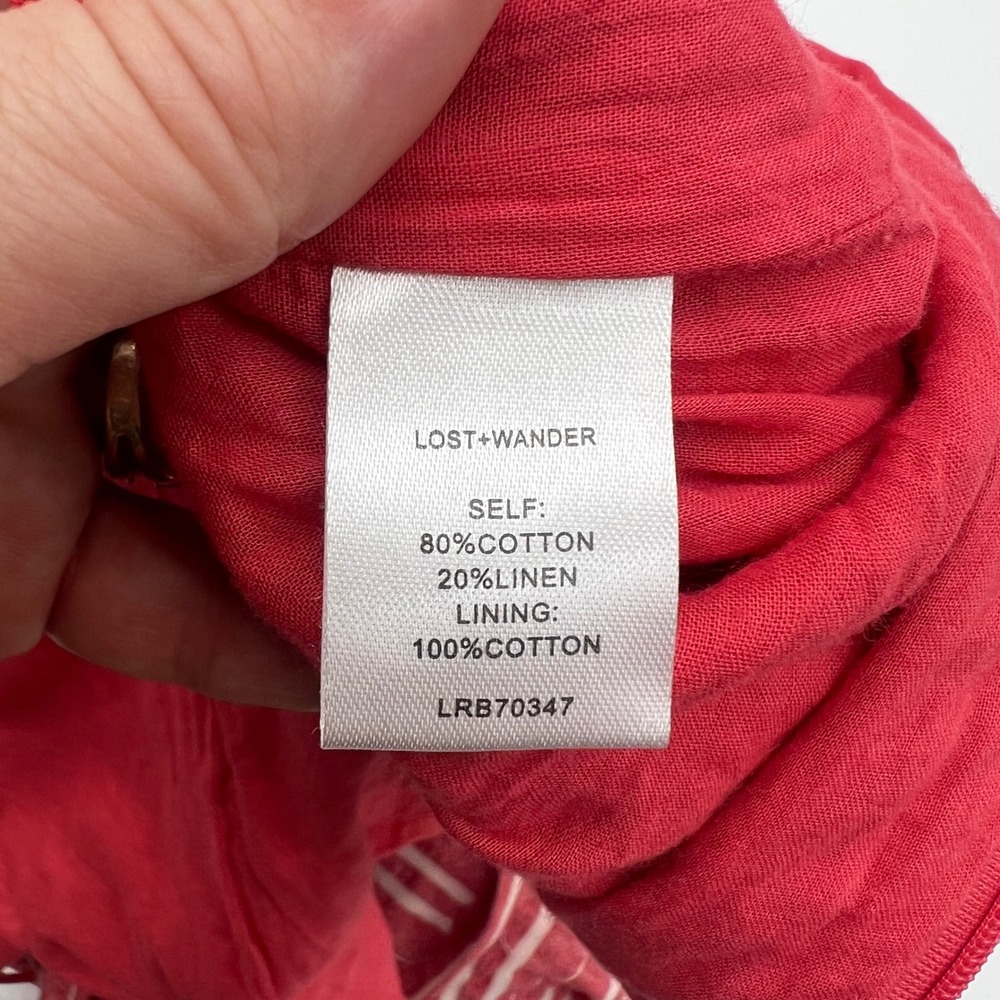 Lost + Wander Red White Striped Cotton Linen Wide Leg‎ Jumpsuit XS LRB70347 - Picture 5 of 11